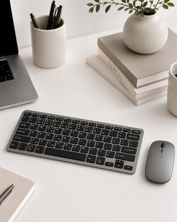 motto ticaret 126935842 Mey İthalat Kablosuz Bluetooth Klavye Mouse Seti Şarjlı Tablet Laptop Uyumlu