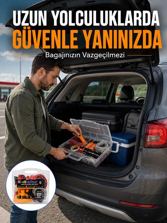motto ticaret 130517804 Mey İthalat Profesyonel Araç İçi Acil Durum Seti 27 Parça Çok Amaçlı Oto Yardım Çantası