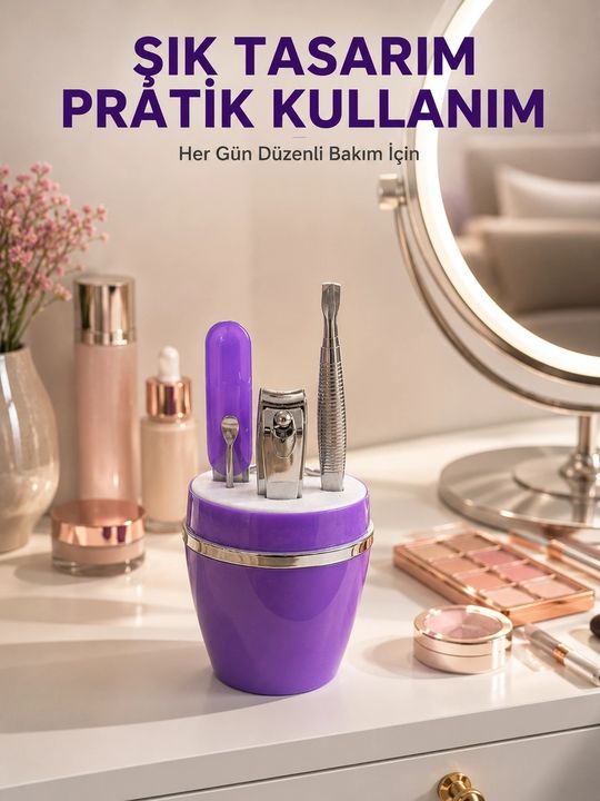 motto ticaret 131498441 Mey İthalat Mor Manikür Pedikür Seti Taşınabilir Kişisel Bakım Kiti