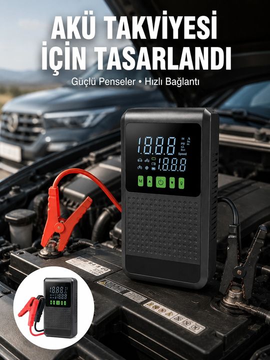 motto ticaret 132218377 Mey İthalat 4 Ü 1 Arada Jump Starter Hava Kompresörü Powerbank Ve Led Fener Yeni Nesil