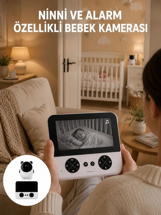 motto ticaret 132218382 Mey İthalat Uzaktan Kontrollü Hd Bebek Kamerası Zoom Ve Sıcaklık Sensörlü Yeni Nesil