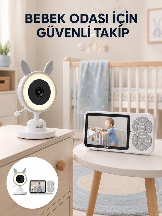 motto ticaret 132218409 Mey İthalat Karşılıklı Sesli Bebek Kamerası 4X Zoom Sıcaklık Sensörlü Yeni Nesil