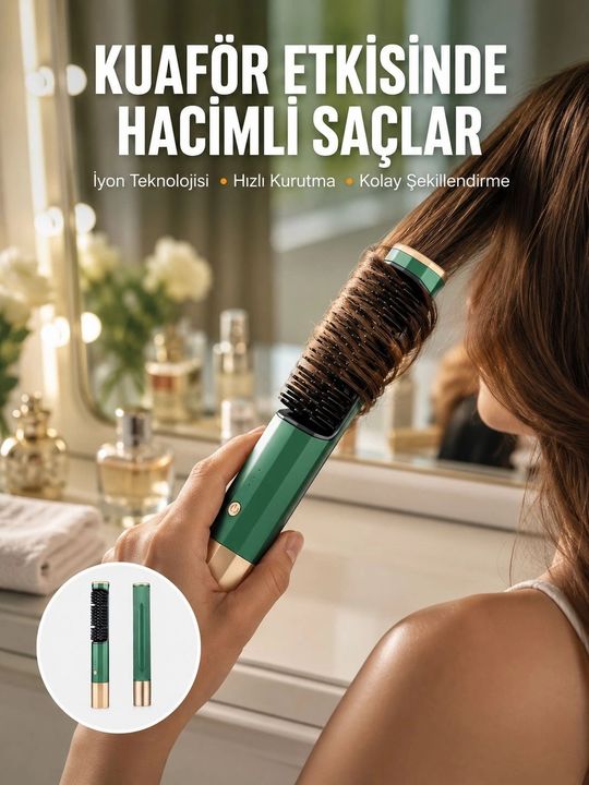 motto ticaret 132291854 Mey İthalat Üflemeli Saç Düzleştirici Fön Tarak Yüksek Isı Ayarlı İyon Özellikli Yeni Nesil