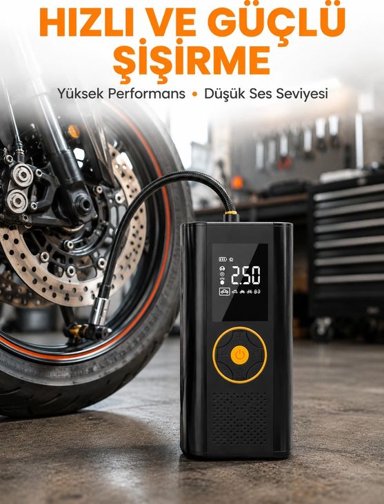 motto ticaret 132738622 Mey İthalat Taşınabilir Dijital Lastik Şişirme Cihazı Güvenli Ve Pratik Kullanım Yeni Nesil