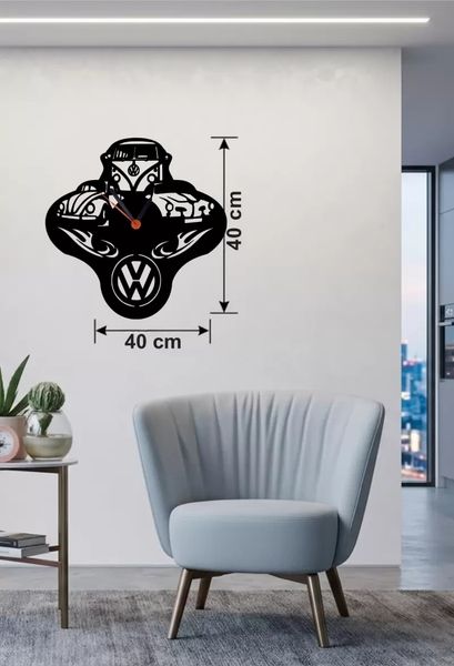motto ticaret MEYKTTB2235417837-BLMY Mey İthalat Vosvos Ve Retro Araba Temalı Ahşap Duvar Saati - 40X40 Cm Lazer Kesim Çok Renkli