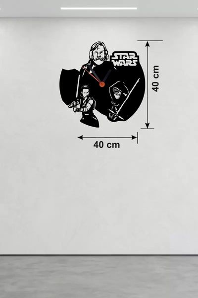 motto ticaret MEYKTTB2235693521-BLMY Mey İthalat Star Wars Temalı Ahşap Duvar Saati - 40X40 Cm Lazer Kesim Dekoratif Çok Renkli