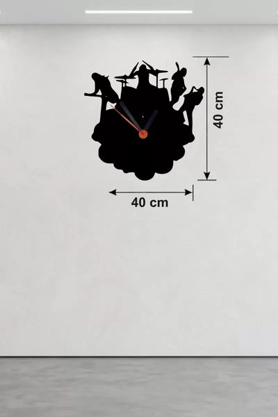 motto ticaret MEYKTTB2235983554-BLMY Mey İthalat Rock Band Ve Müzik Temalı Ahşap Duvar Saati - 40X40 Cm Lazer Kesim Çok Renkli
