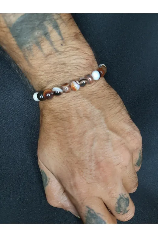 MRYart TYC321B290CE36E5CD3AA5000 Unisex Doğal Akik Taşı Enerji Bilekliği
