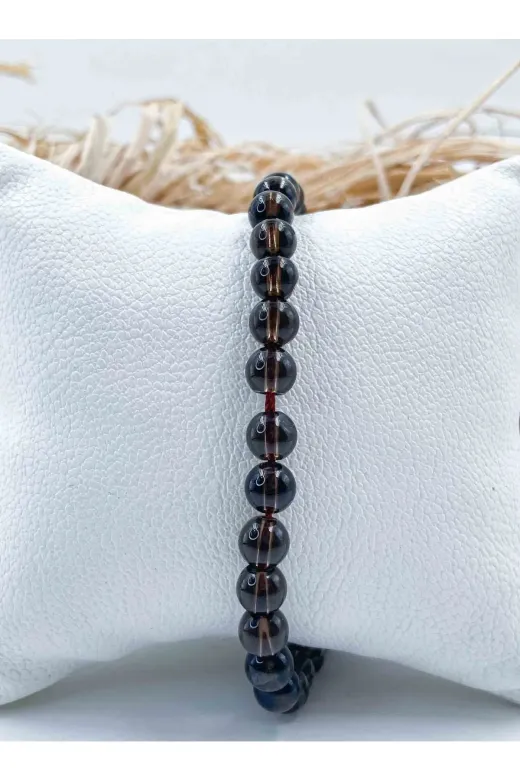 Mucize Taş BLKR7738 Dumanlı Kıuvars Doğal Taş Bileklik 6 Mm