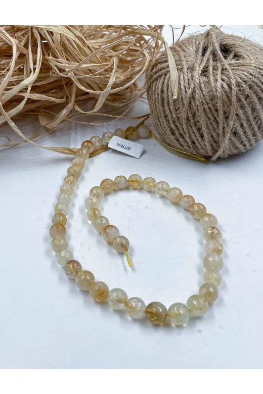 Mucize Taş DİZ1232 Sitrin Küre Kesim A Kalite 8 Mm Doğal Taş Dizi