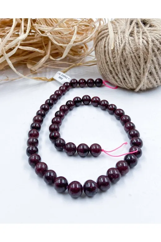 Mucize Taş DİZ1258 Lal Garnet A Kalite Küre Kesim 8 Mm Doğal Taş Dizi