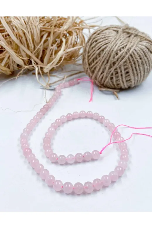 Mucize Taş DİZ1344 Madagaskar Pembe Kuvars Küre Kesim 6 Mm Doğal Taş Dizi