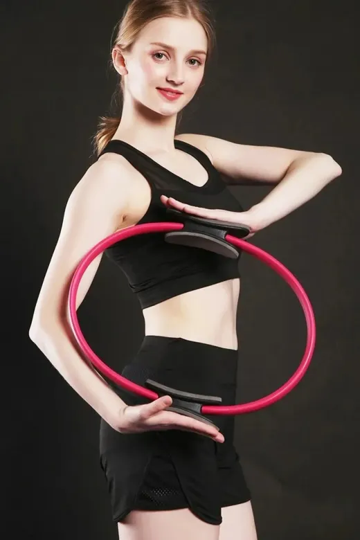 MultiFlexPro FJ2 40 Cm Pilates Çemberi Deluxe Tutamaçlı Plates Ring Circle Egzersiz Cemberi Pembe