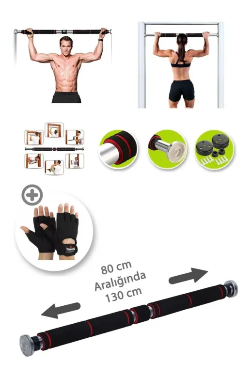 MultiFlexPro MF135 Tam Süngerli Lüks Kapı Barfiksi - 60-100 Cm Barfiks - Kapı Koridor Barı Kapı Barı