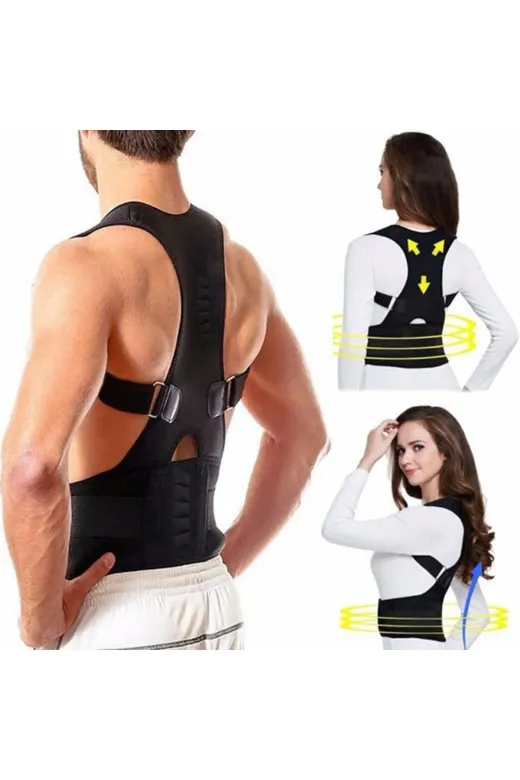 MultiFlexPro MF34 Unisex Siyah Medikal Korse Ortopedik Kamburluk Önleyici Dik Duruş Korsesi Manyetik Dik Duruş Korsesi
