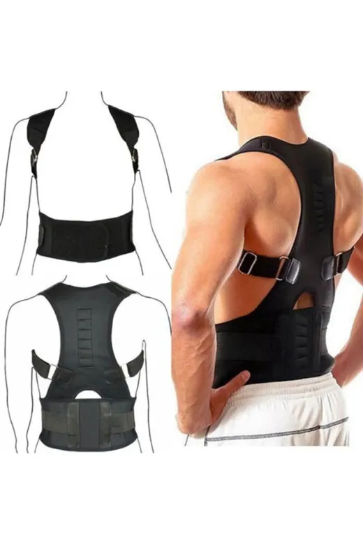 MultiFlexPro MF34 Unisex Siyah Medikal Korse Ortopedik Kamburluk Önleyici Dik Duruş Korsesi Manyetik Dik Duruş Korsesi