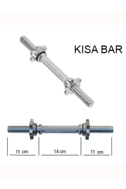 MultiFlexPro TKHBD 36 Cm Dambıl Bar Kısa Krom Halter Barı Fitness Egzersiz Içi Dolu Krom Dumbel Barı