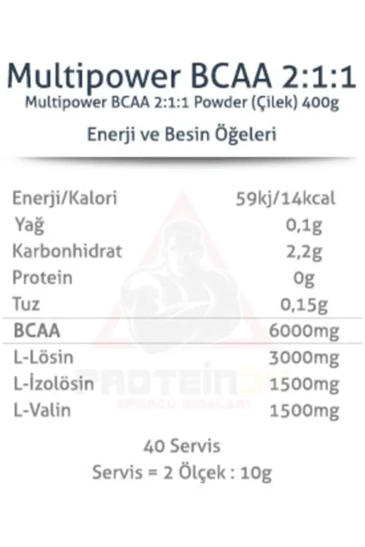 Multipower 18621 Bcaa Powder 400 Gr 40 Servis Kiraz Aromalı Amino Asit