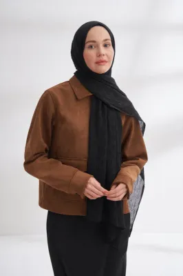 Müslin Dama Desen Şal 3350-Siyah