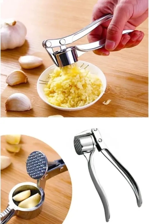 Mutfak-00005 Online Kapında3'lü Set Paslanmaz Metal Limon Sıkacağı, Sarımsak Ezici, Çok Fonksiyonlu Mutfak Makası