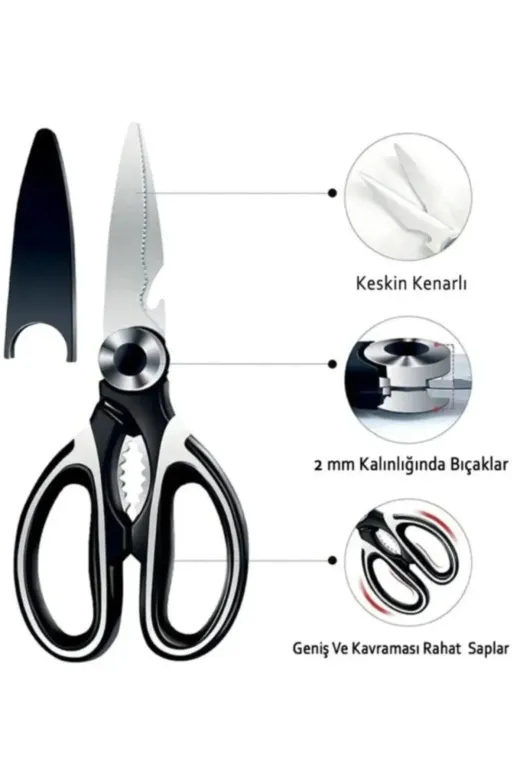 Mutfak-00005 Online Kapında3'lü Set Paslanmaz Metal Limon Sıkacağı, Sarımsak Ezici, Çok Fonksiyonlu Mutfak Makası