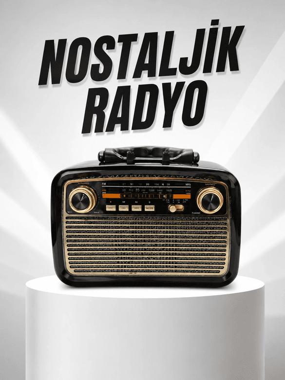 Müzik Kutusu Bluetooth Bağlantılı El Fenerli Nostaljik Tasarım Radyo