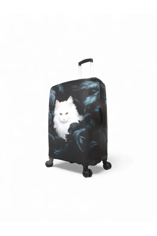 MY SARACİYE KILIF85 Kedi Kara Tüy Desen Valiz Koruyucu Kilif