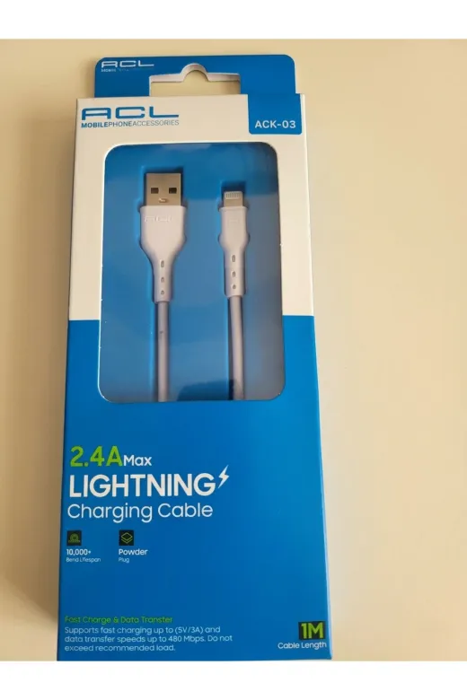 MY VİNTAGE ack.usb.şarz.2.4A Ack-03 Iphone Usb Lightning Veri Data Şarj Kablo 2.4A 1 Mt.