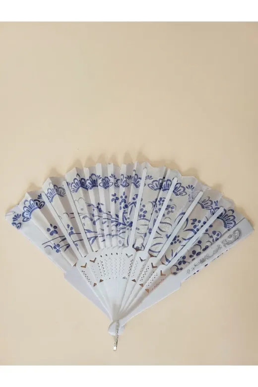 MY VİNTAGE Çiçek Desenli Dantelli Plastik Yelpaze