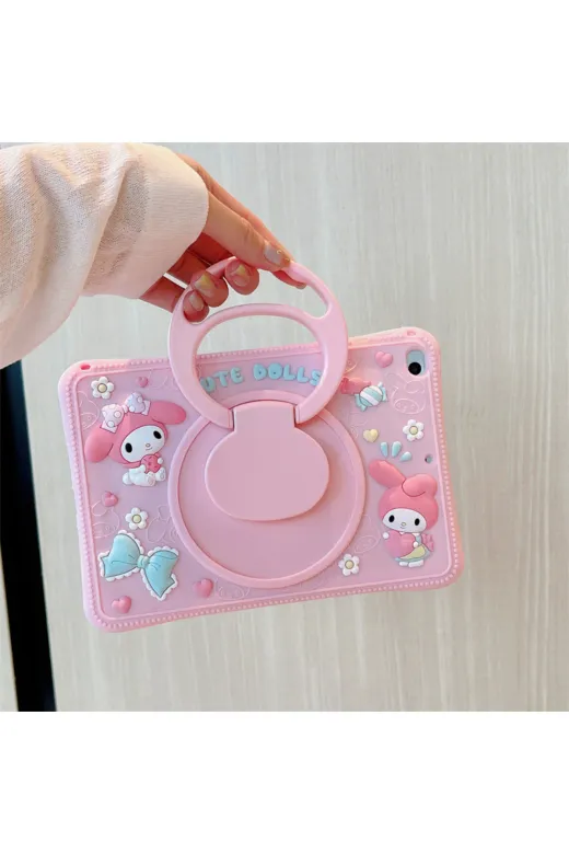 MY VİNTAGE İPAD.10 Ipad 10.nesil 10.9 Inç (A2696/a2757) Uyumlu Standlı Askılı Cute Dolls Figürlü Çocuk Tablet Kılıfı