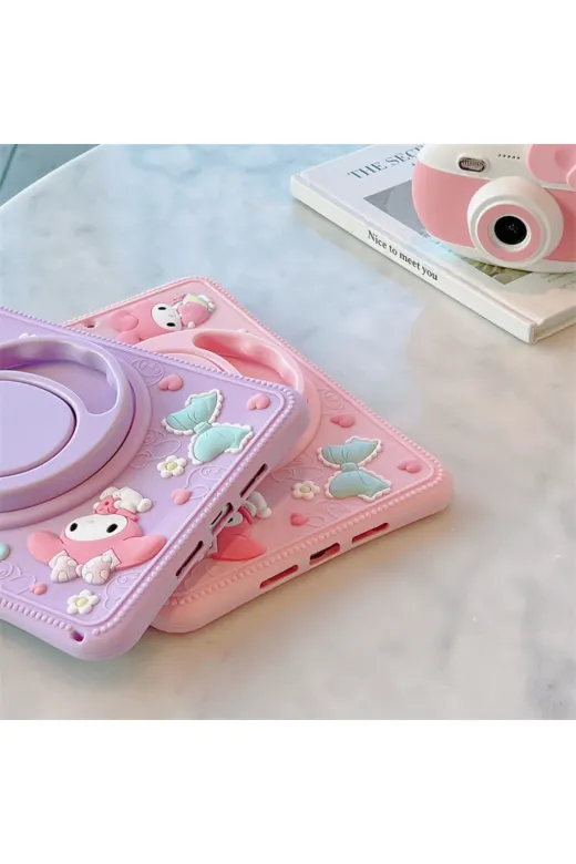 MY VİNTAGE İPAD.10 Ipad 10.nesil 10.9 Inç (A2696/a2757) Uyumlu Standlı Askılı Cute Dolls Figürlü Çocuk Tablet Kılıfı