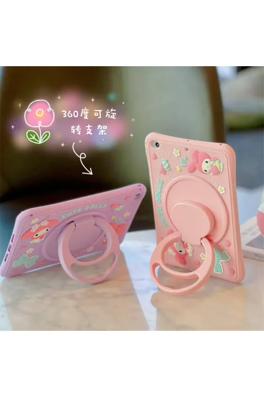 MY VİNTAGE İPAD.10 Ipad 10.nesil 10.9 Inç (A2696/a2757) Uyumlu Standlı Askılı Cute Dolls Figürlü Çocuk Tablet Kılıfı