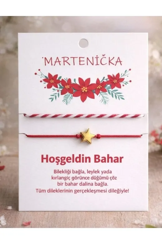 MY VİNTAGE Marteniçka Altın Sarısı Yıldız Detaylı Hediye Şans Bilekliği