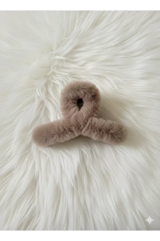 MY VİNTAGE PELUŞMANDALLI Kadın L Boy 4 Adet Peluş Tüylü Zarif Mandal Peluş Toka