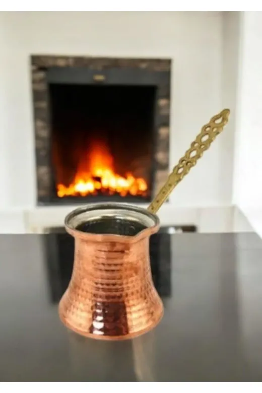 MY ZEY cezo5 Bakır Cezve Çekiç Dövme No 5 Büyük Boy 5 Fincan Kahve