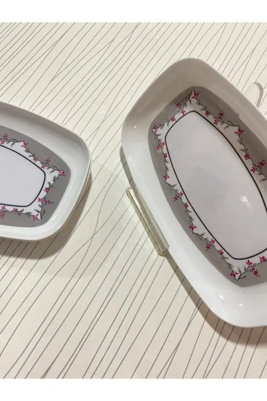 MyDaisy 021 Melamin No:1 Desenli Çukur Kayık Tabak 3'lü