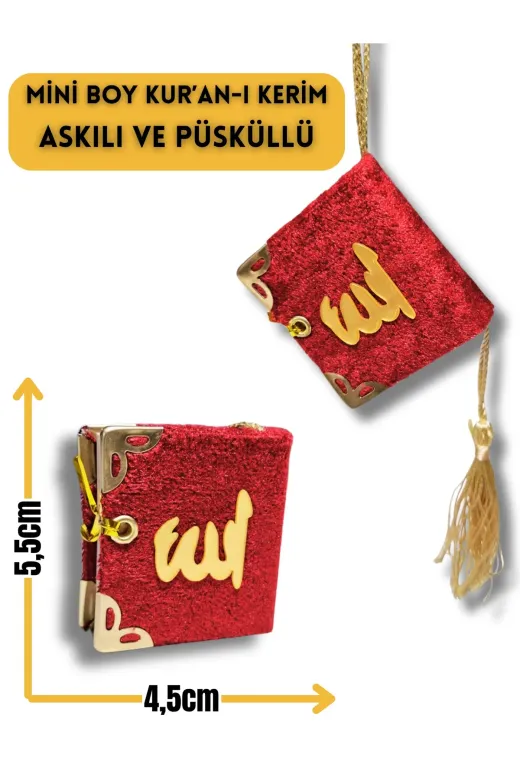 MyReal hcz-mini-kuran-001 Kadife Kaplı Mini Kur'an-I Kerim Askılı Ve Püsküllü