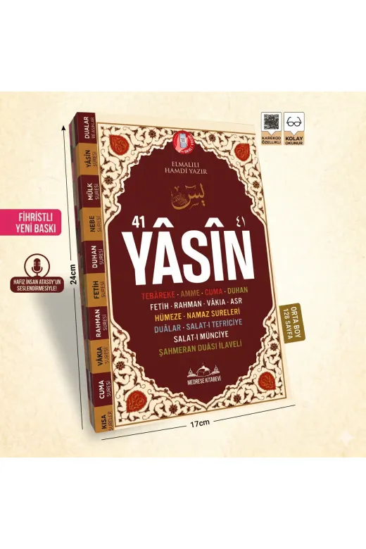 MyReal hczysn009 Karekodlu Sesli 41 Yasin Kitabı - Orta Boy (17X24 Cm), Fihristli, 128 Sayfa (2. Hamur)