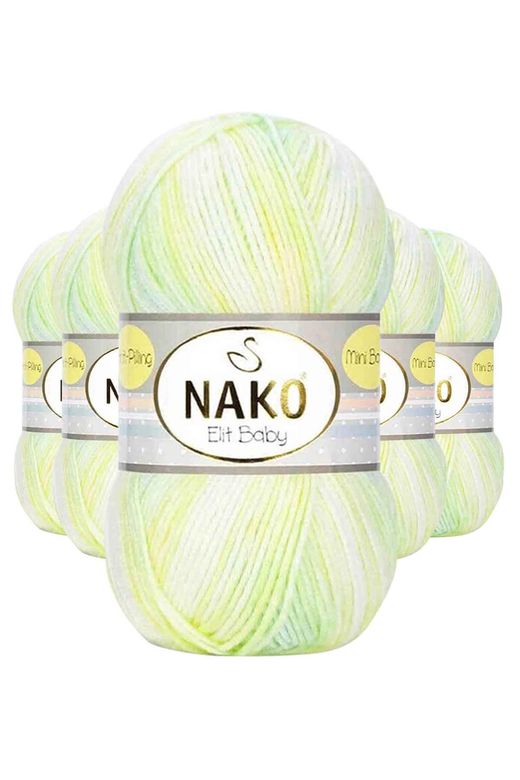 Nako RT-RYL-5ARNKEBMB32424 5 Adet Mini Batik Bebe El Örgü İpi Sarı Yeşil 32424