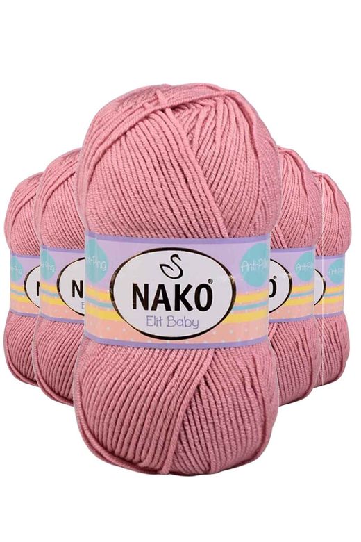 Nako RT-RYL-5ARNKELB10325 5 Adet Elite Baby El Örgü İpi Tüylenmeyen Bebek Yünü Gül Kurusu 10325