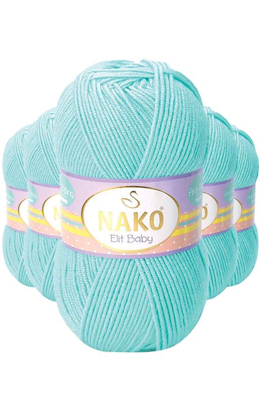 Nako RT-RYL-5ARNKELB10535 5 Adet Elite Baby El Örgü İpi Tüylenmeyen Bebek Yünü Açık Turkuaz 10535