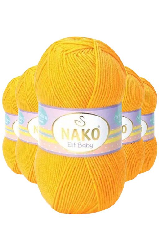Nako RT-RYL-5ARNKELB4674 5 Adet Elite Baby El Örgü İpi Tüylenmeyen Bebek Yünü Koyu Sarı 4674