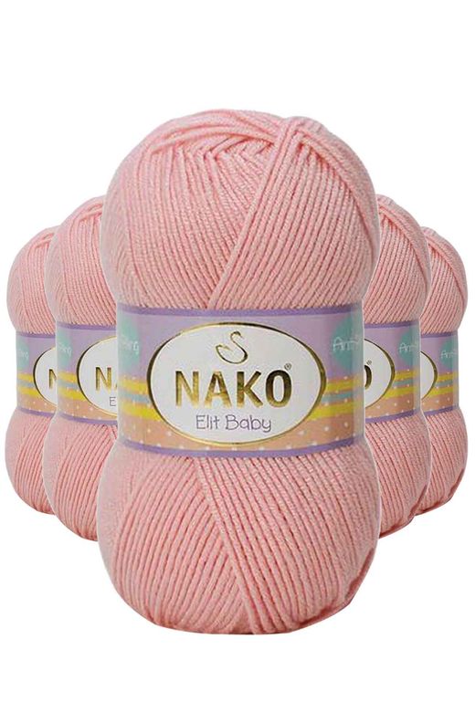 Nako RT-RYL-5ARNKELB6165 5 Adet Elite Baby El Örgü İpi Tüylenmeyen Bebek Yünü Pudra 6165