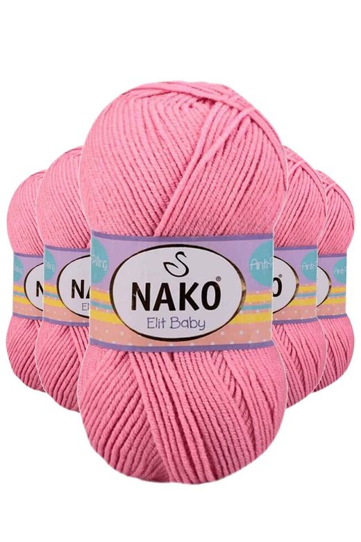 Nako RT-RYL-5ARNKELB6837 5 Adet Elite Baby El Örgü İpi Tüylenmeyen Bebek Yünü Pembe 6837
