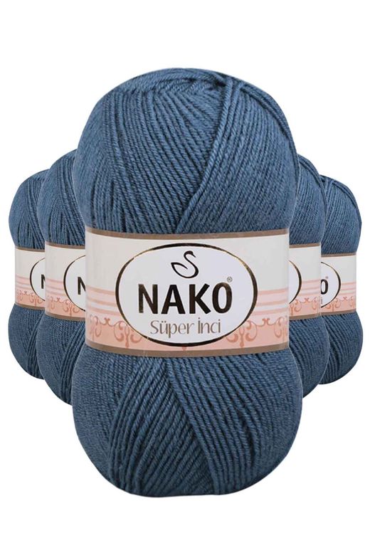 Nako RT-RYL-5ARNKSNC185 5 Adet Süper İnci El Örgü İpi 100 Gr Fırtına Mavi 185