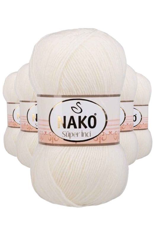 Nako RT-RYL-5ARNKSNC300 5 Adet Süper İnci El Örgü İpi 100 Gr Ekru 300