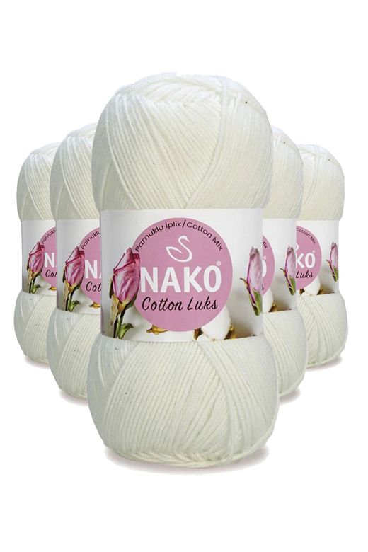 Nako RT-RYL-HMR16136 5 Adet Cotton Lüks Yelek Tunik Kazak Bluz Hırka İpi Yünü Süt Beyaz 97570
