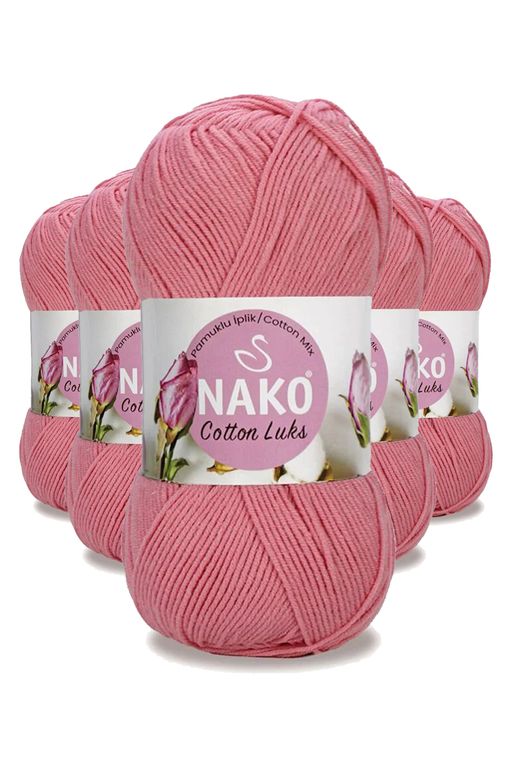 Nako RT-RYL-HMR16139 5 Adet Cotton Lüks Yelek Tunik Kazak Bluz Hırka İpi Yünü Gül Pembe 97551