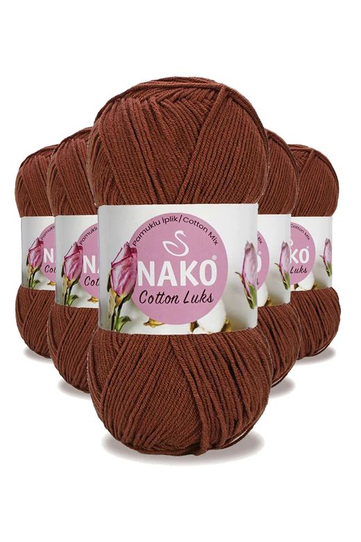 Nako RT-RYL-HMR16156 5 Adet Cotton Lüks Yelek Tunik Kazak Bluz Hırka İpi Yünü Kızıl Kahve 97556