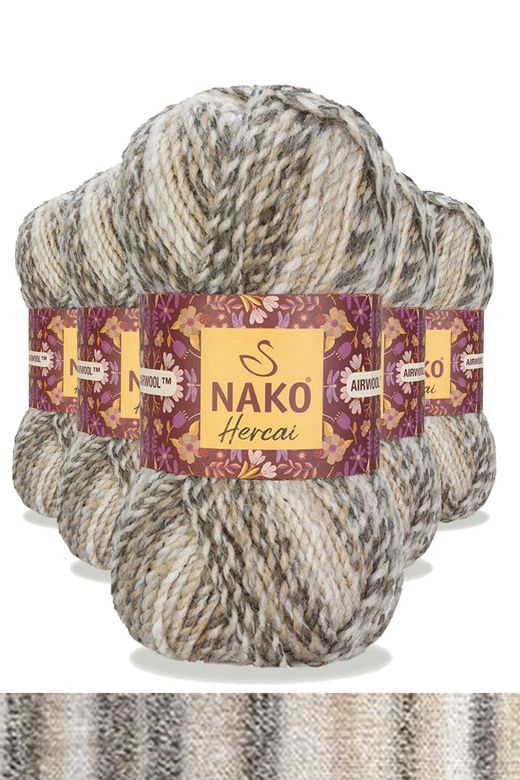 Nako RT-RYL-HMR16198 5 Adet Hercai Ebruli Hırka Kazak Atkı Bere El Örgü İpi Yünü 7309